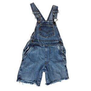 Vintage KIDS Levis Orange Tab Denim Overalls Size 4T Blue Distressed Shortalls M